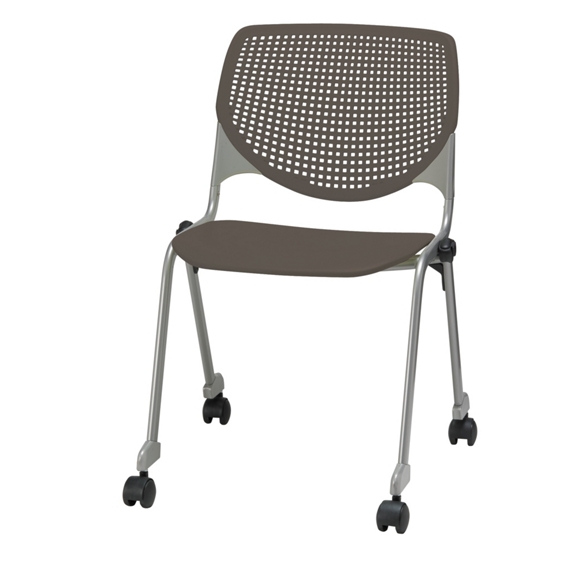 Perforated Back Polypropylene Stack Chair with Casters