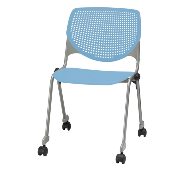 Perforated Back Polypropylene Stack Chair with Casters