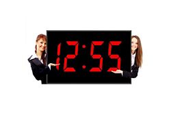 Huge LED Wall Clock with 15" Red Numerals - 44"W