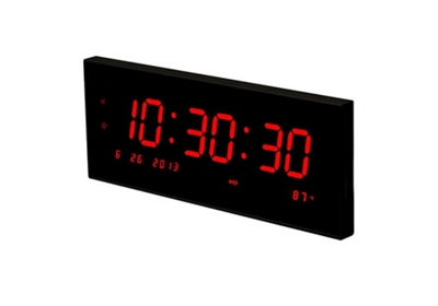 Multi-Alarm LED Clock with Temp and Calendar - 20"W