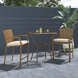 Zown Wicker Outdoor Bistro Table and Chair Set - 3 PC