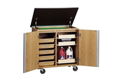 Diversified Woodcrafts Mobile Tote Tray Storage Cabinet