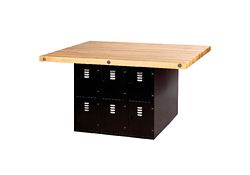 Workbench with Twelve Black Steel Lockers - 54" x 64"