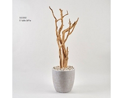 5' Ghostwood In Round White Resin Planter