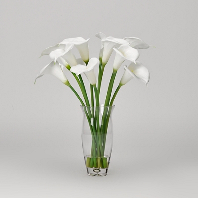 White Calla Lilies Arrangement in Glass Vase