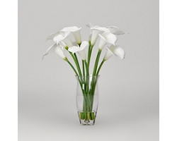 White Calla Lilies Arrangement in Glass Vase