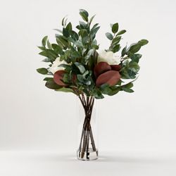 Natural Plus Magnolias and Eucalyptus in Large Glass Cylinder