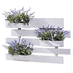 Lavender and Eucalyptus in White Wooden Slat Wall Hanging