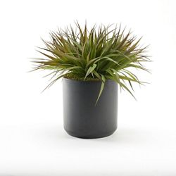 Green/Brown Plastic Grass in Black Matte Kendall Pot