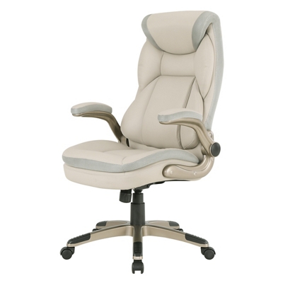 Work Smart Executive Leather Flip-Arm Office Chair