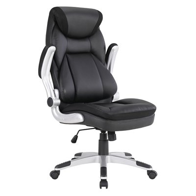 Work Smart Executive Leather Flip-Arm Chair