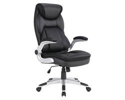 Work Smart Executive Leather Flip-Arm Chair