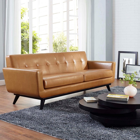 Modway Engage Bonded Leather Sofa Tan