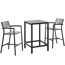 Maine Outdoor Bar Stools and Tables Set - 3 PC