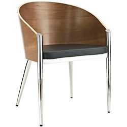 Cooper Wood Dining Armchair with Chrome Legs