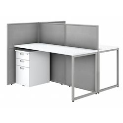 Easy Office Two Person Desk Workstation w/ Pedestals - 60"W x 45"H