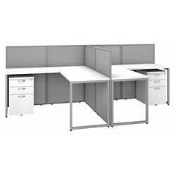 Easy Office Two Person L-Shaped Desk Workstation w/ Pedestals - 60"W x 45"H