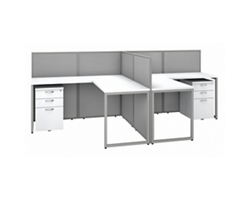 Easy Office Two Person L-Shaped Desk Workstation w/ Pedestals - 60"W x 45"H