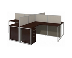 Easy Office 4 Person L-Shaped Desk Workstation w/ Pedestals - 60"W x 45"H