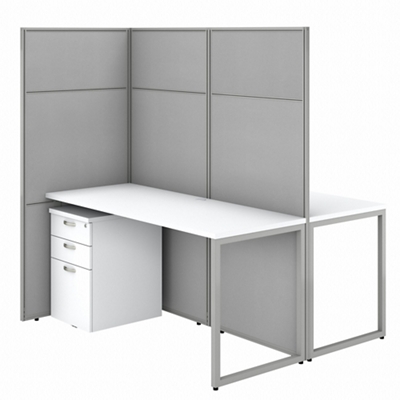 Easy Office Two Person Desk Workstation w/ Pedestals - 60"W x 66"H