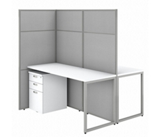 Easy Office Two Person Desk Workstation w/ Pedestals - 60"W x 66"H