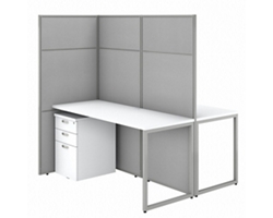 Easy Office Two Person Desk Workstation w/ Pedestals - 60"W x 66"H