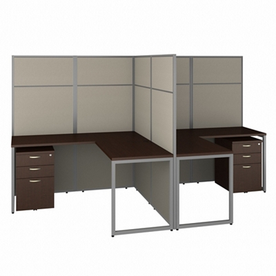 Easy Office Two Person L-Shaped Desk Workstation w/ Pedestals - 60"W x 66"H