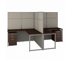 Easy Office Two Person L-Shaped Desk Workstation w/ Pedestals - 60"W x 66"H