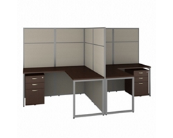 Easy Office Two Person L-Shaped Desk Workstation w/ Pedestals - 60"W x 66"H