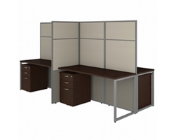 Easy Office 4 Person Straight Desk w/ Pedestal Workstation - 60"W x 66"H