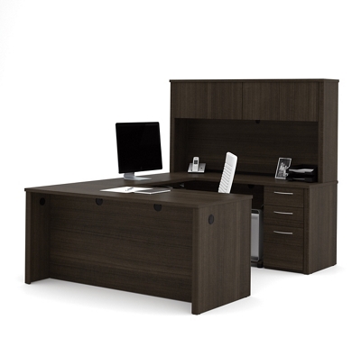 Embassy Compact Reversible U-Shape Desk with Locking Drawers 66"W