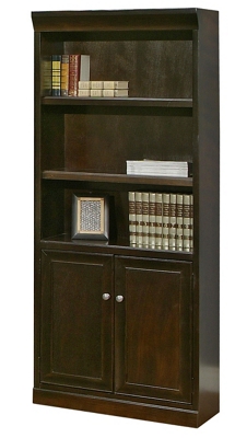 72" H Five Shelf Contemporary Bookcase with Doors