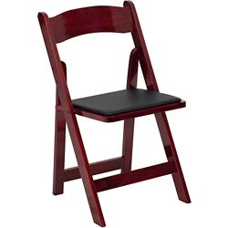 Wood Folding Chair with Vinyl Seat