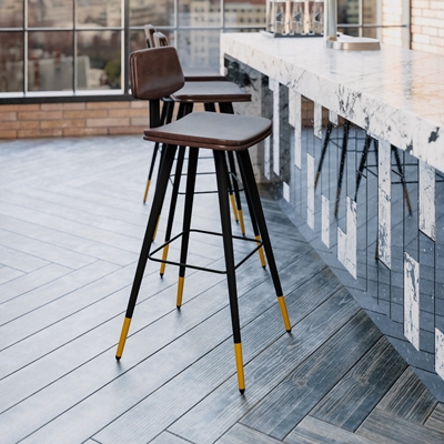 Leather stool with discount back