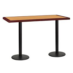 Bar Height Table with Two Round Bases - 60"W x 30"D