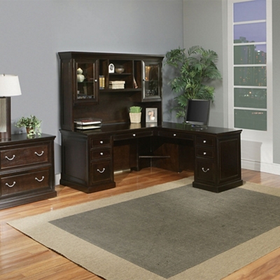 L-Desk with Hutch and Lateral File Set