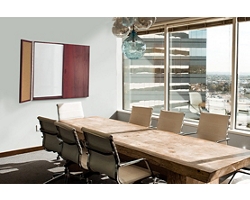 Magnetic Porcelain Whiteboard Cabinet with Cork Interior Doors 4'x4'