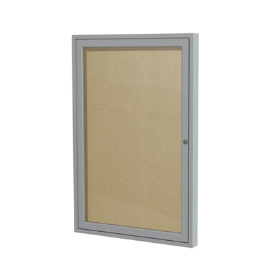 Ghent 1 Door Enclosed Vinyl Bulletin Board with Satin Frame, 18x24