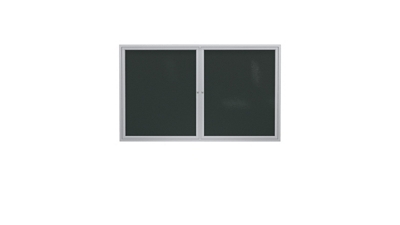 Ghent 2 Door Enclosed Vinyl Bulletin Board with Satin Frame, 4x3