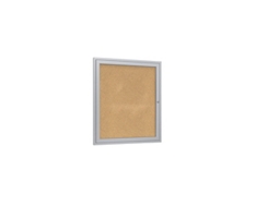 Ghent 1 Door Enclosed Natural Cork Bulletin Board with Satin Frame, 3x3