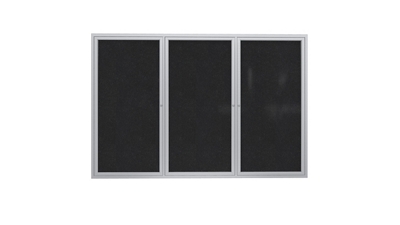 Ghent 3 Door Enclosed Recycled Rubber Bulletin Board w/ Satin Frame, 6x3