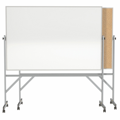 Ghent Reversible Whiteboard / Cork Bulletin Board with Aluminum Frame, 4x6