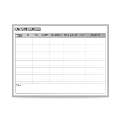 OR Schedule Whiteboard with Aluminum Frame - 72.5"W x 48.5"H