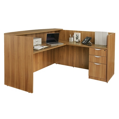 Modern 71 L-Shaped White & Cement Office Desk w/ Drawers