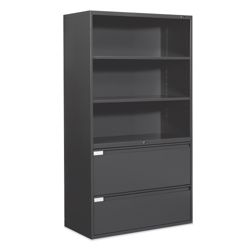36"W 2 Drawer Lateral File with Storage Hutch