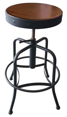 Adjustable Counter to Bar Height Industrial Stool with Black Frame