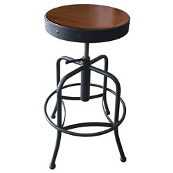 Adjustable Counter to Bar Height Industrial Stool with Black Frame