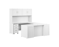 Hampton Heights U-Desk w/ Hutch and Mobile Pedestal - 71"W x 94"D