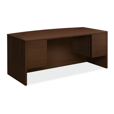 Executive Bowfront Desk with Pedestals - 72"W