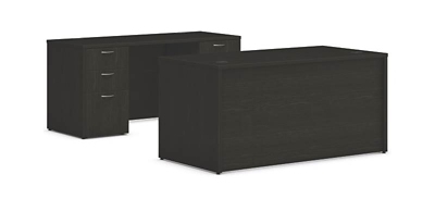 Mod 60"W Double Pedestal Desk and Credenza Set